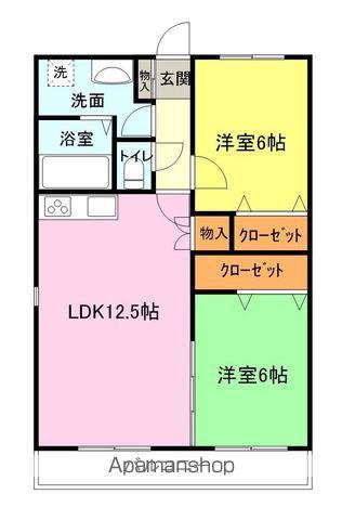 コーポ辻村Ⅱ(2LDK/3階)の間取り写真