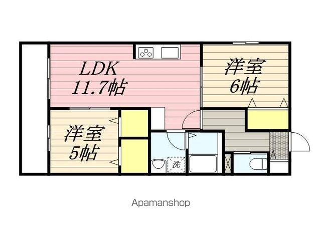 WISTERIA(2LDK/3階)の間取り写真
