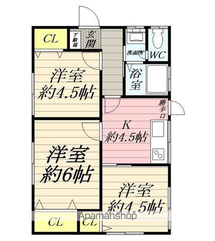 湘南モノレール 湘南深沢駅 徒歩17分 1階建 築52年(3DK)の間取り写真