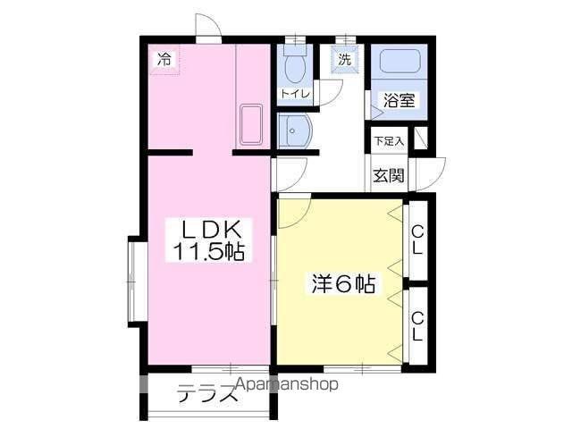 ラヴィール厨川A(1LDK/1階)の間取り写真
