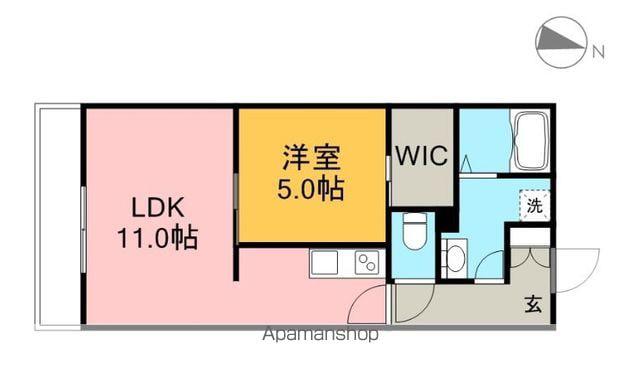 リップル・プレイス(1LDK/2階)の間取り写真