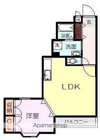 ヴェラ・ビスタガーデン(1LDK/3階)の間取り写真