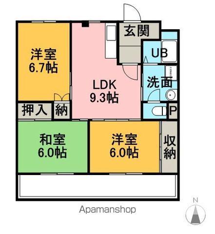 SUN STAGE(3LDK/3階)の間取り写真