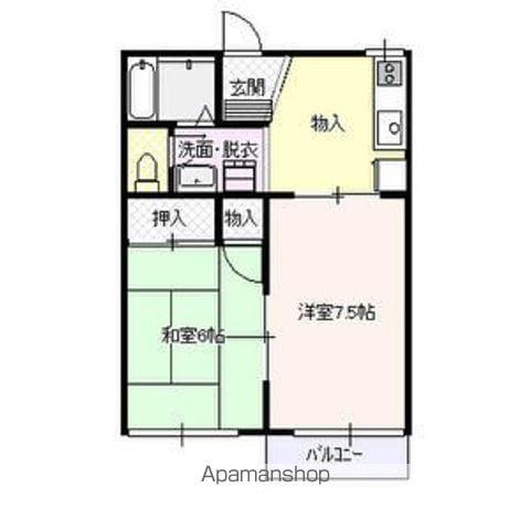 ドミ馬場小路B(2K/1階)の間取り写真