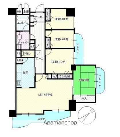 トーカンマンション旭橋(4LDK/9階)の間取り写真