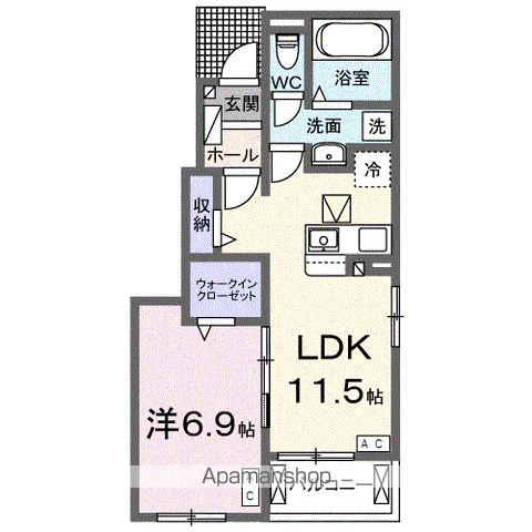 ル シエルB(1LDK/1階)の間取り写真