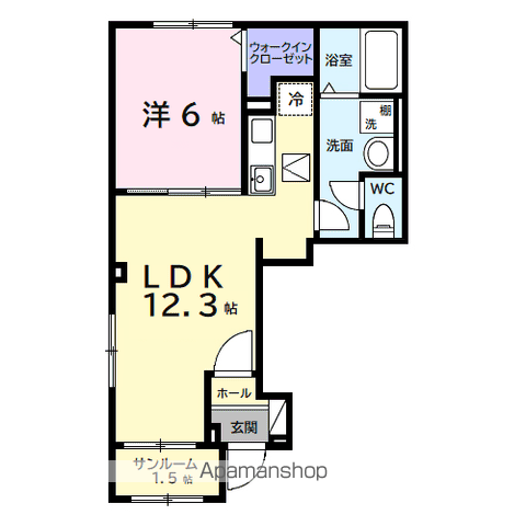 デルーナⅠ(1LDK/1階)の間取り写真
