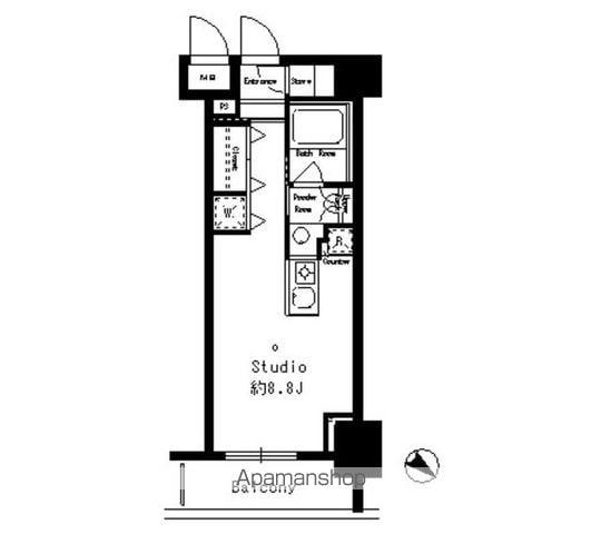 パークルージュ赤坂檜町(ワンルーム/7階)の間取り写真