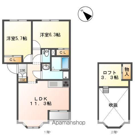 グネシィケント(2LDK/2階)の間取り写真
