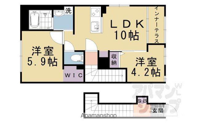 京都市山科区椥辻アパート(2LDK/2階)の間取り写真