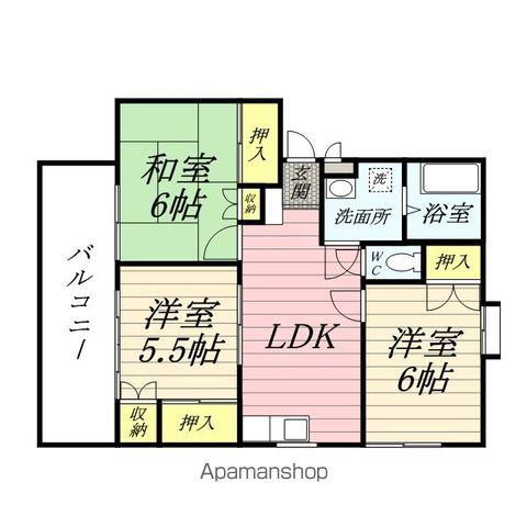 ベルフラワーハイツⅡ(3LDK/2階)の間取り写真