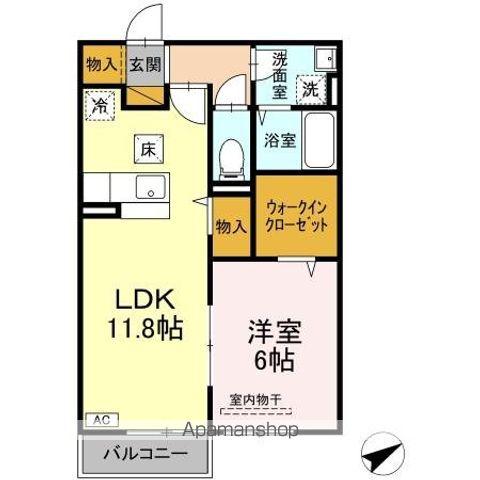 レジデンス北荒川沖(1LDK/1階)の間取り写真