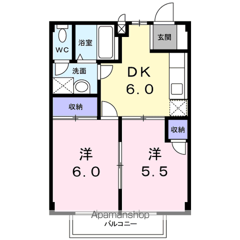 アリコ・ヴェールB(2DK/2階)の間取り写真