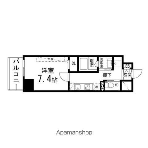 ラファール泉中央(1K/4階)の間取り写真
