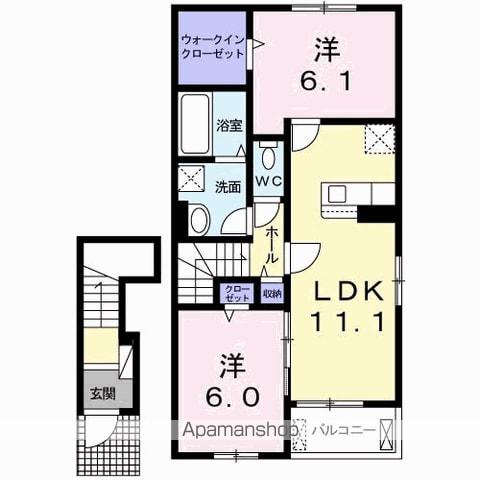 ベルデ日の峰(2LDK/2階)の間取り写真