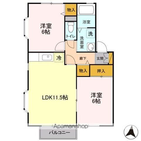 アピエ 壱番館/弐番館(2LDK/2階)の間取り写真