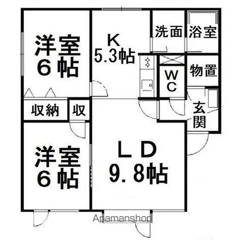 パークサイドふじ(2LDK/2階)の間取り写真