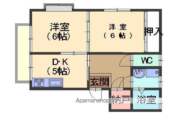 テラスノーブルⅡ(2DK/1階)の間取り写真