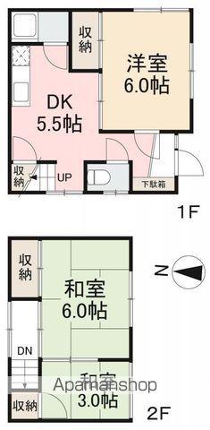 高松琴平電鉄志度線 八栗駅 徒歩6分 2階建 築53年(3DK)の間取り写真
