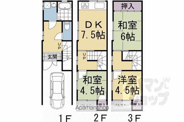 京都市東西線 椥辻駅 徒歩7分 3階建 築32年(3DK)の間取り写真