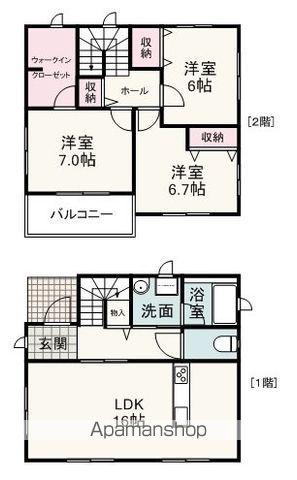 東海道本線 静岡駅 バス乗車時間：18分 安東二丁目北バス停で下車 徒歩3分 2階建 築8年(3LDK)の間取り写真
