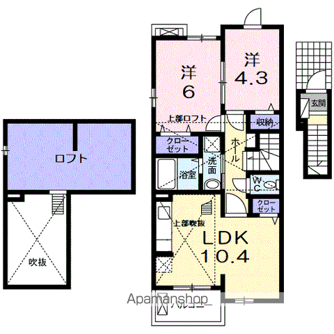 モンターニュ リーヴル(2LDK/2階)の間取り写真