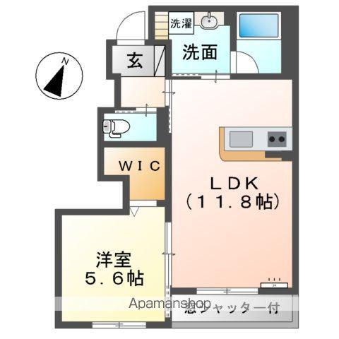 フロンティア優希(1LDK/1階)の間取り写真