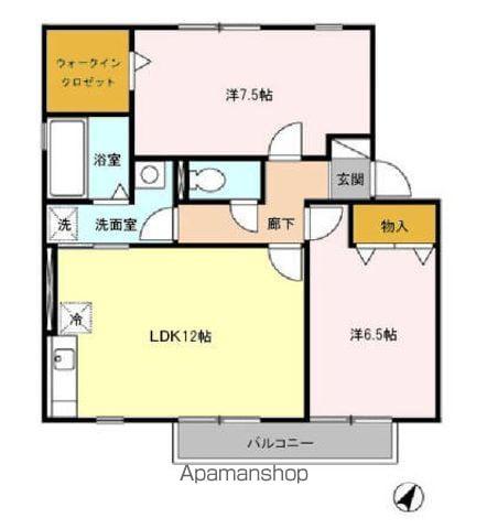 グランドゥール(2LDK/2階)の間取り写真