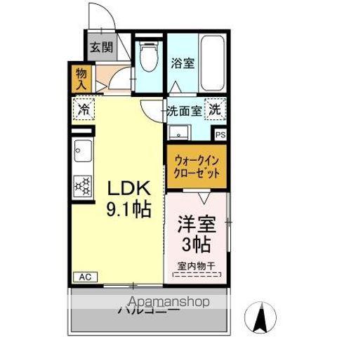 セレスティア岐南 イースト(1LDK/2階)の間取り写真