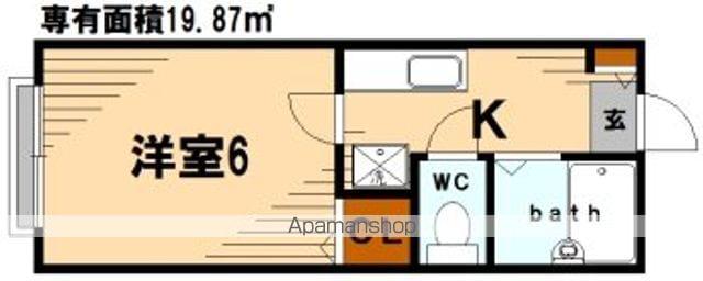 カーサ六國(1K/1階)の間取り写真