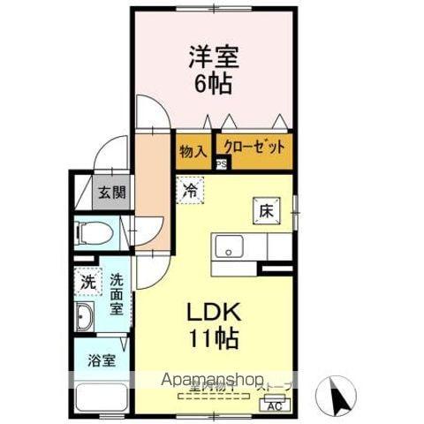 グランモア奥野(1LDK/1階)の間取り写真