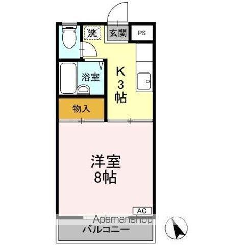 マルマツハイツ A棟(1K/2階)の間取り写真