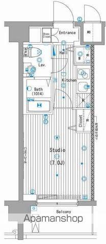 グランド・ガーラ横濱桜木町(1K/9階)の間取り写真