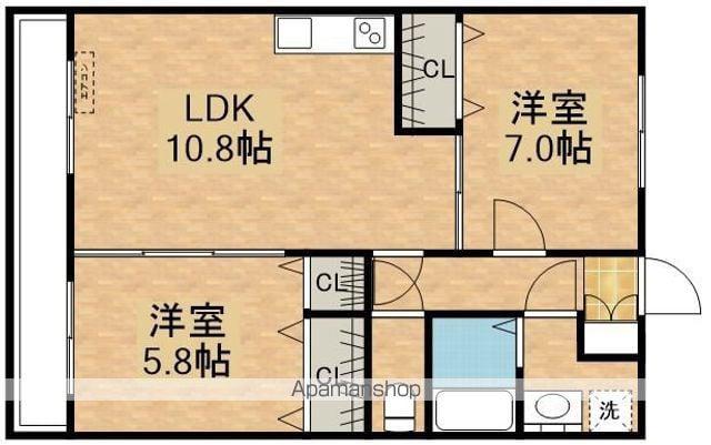 サンライズ打馬(2LDK/1階)の間取り写真