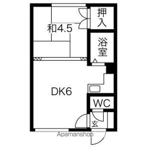 第6ハイツ幸梅(1DK/1階)の間取り写真