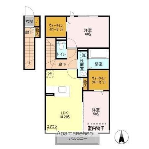 プリウス大曽根B(2LDK/2階)の間取り写真