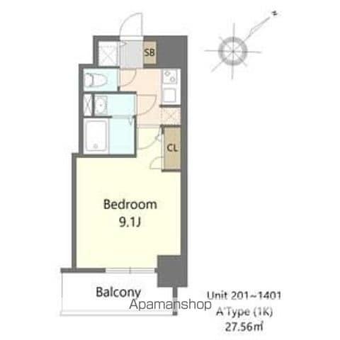 S-RESIDENCE堺ALTKLAS(1K/14階)の間取り写真
