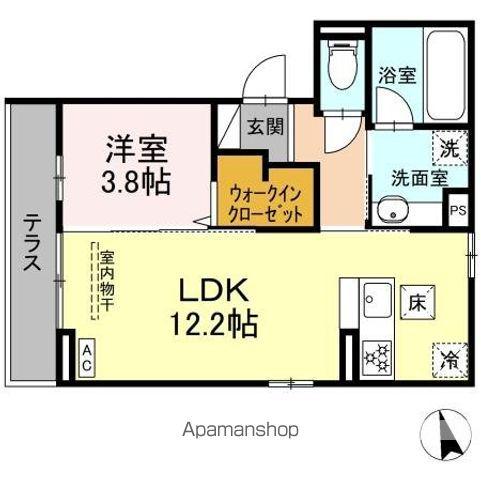 グランコスモHT(1LDK/1階)の間取り写真