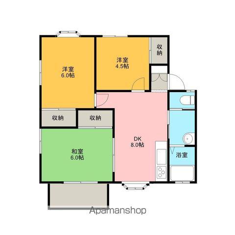 ルーミー甲府81号館(3DK/2階)の間取り写真