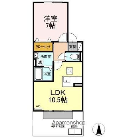 ヴェルヴィルI(1LDK/1階)の間取り写真