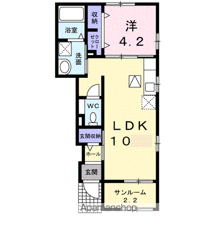 VENEZIA ROSA(1LDK/1階)の間取り写真