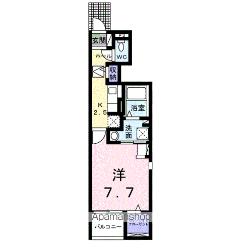 アクアプラ浅江6 Ⅱ(1K/1階)の間取り写真