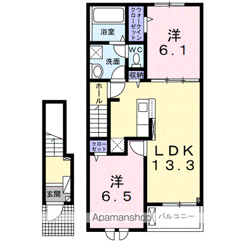 フェニックスA(2LDK/2階)の間取り写真