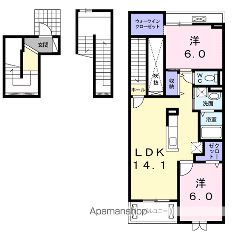 エレガンシア レジデンス(2LDK/3階)の間取り写真
