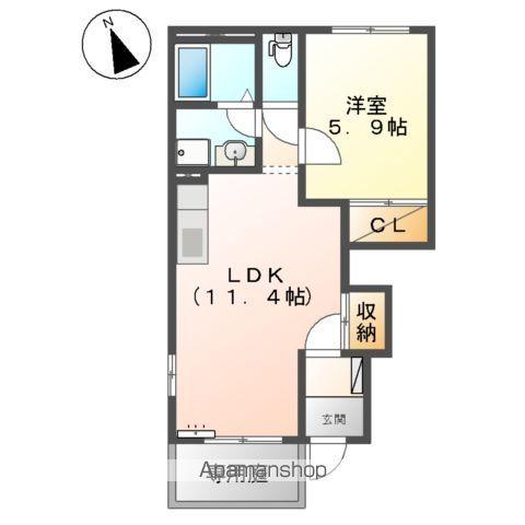 クレスト・ヒルズ(1LDK/1階)の間取り写真