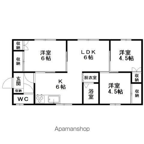 釧網本線 桂台駅 バス乗車時間：7分 台町２丁目バス停で下車 徒歩4分 1階建 築67年(3LDK)の間取り写真