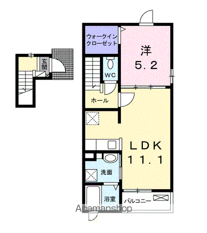 サン・ルミエールD(1LDK/2階)の間取り写真