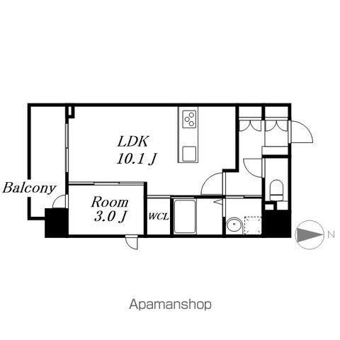 スリーアイランドタワー名駅太閤通(1LDK/6階)の間取り写真