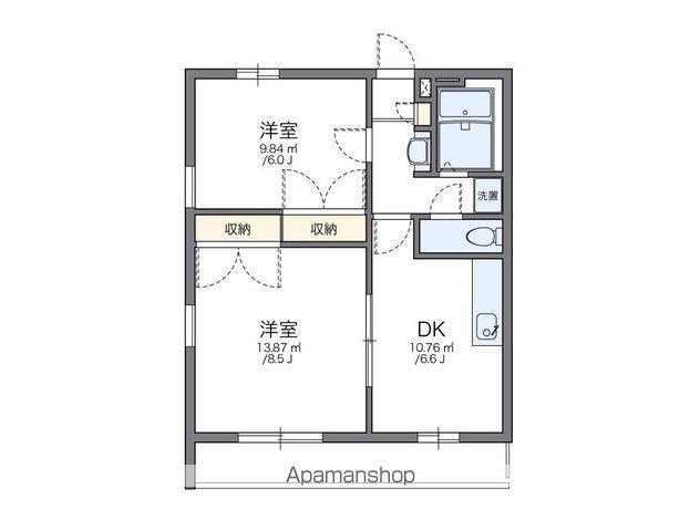 レオパレス鹿子木AREAⅡ(2DK/2階)の間取り写真