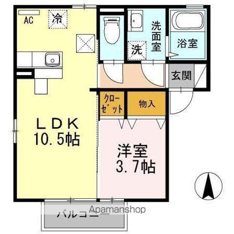 エクセレントヴィラD(1LDK/1階)の間取り写真